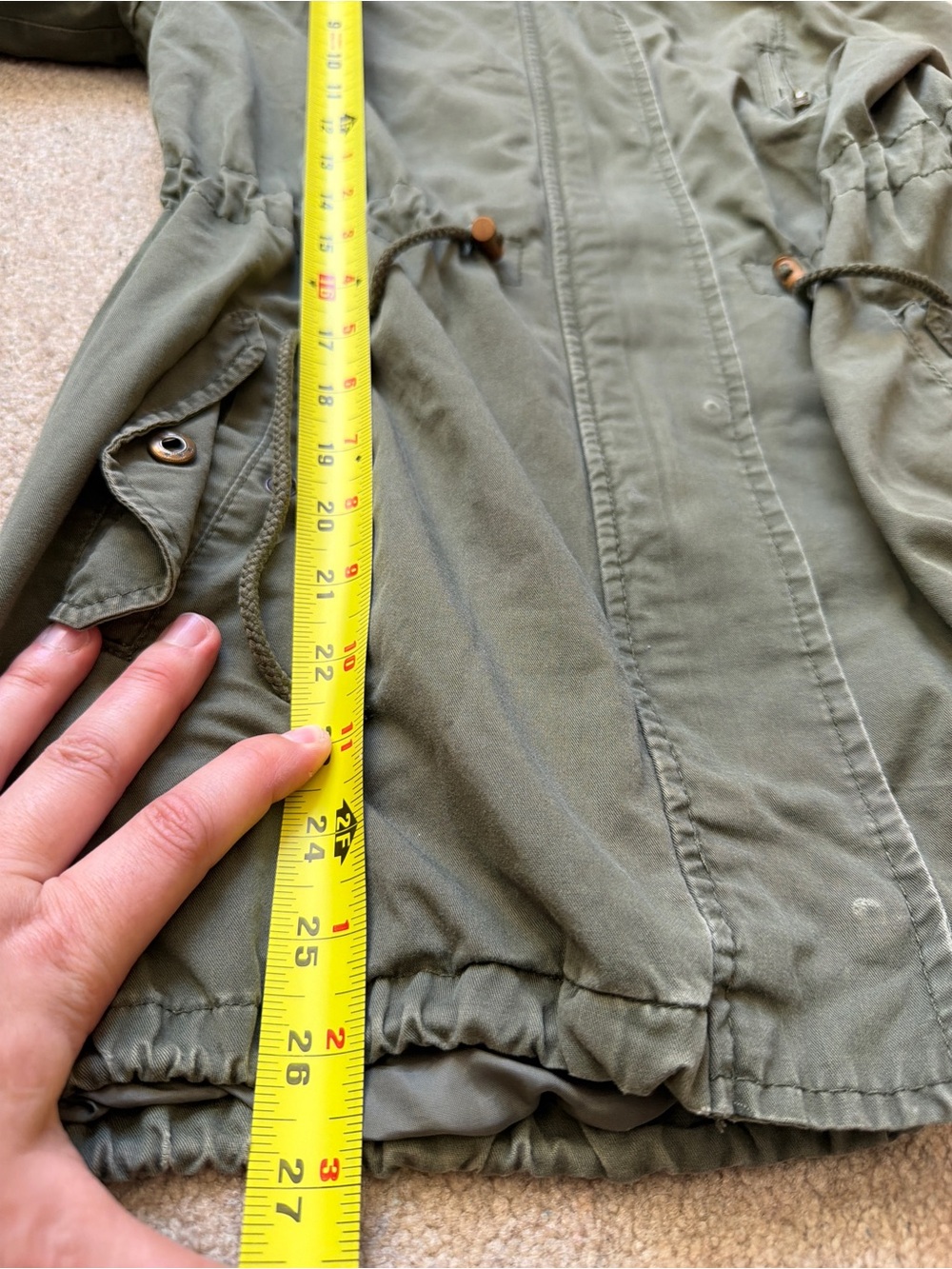 U2B Women’s Olive Green Hooded Utility Anorak Jacket Size Large - Picture 6 of 8
